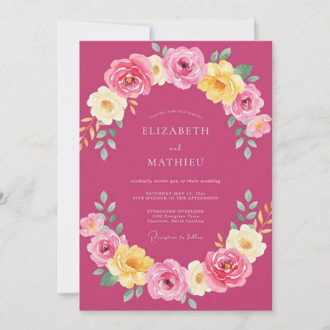 Invitation Mariage d'été vibrant magenta (Devant)