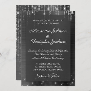 Invitation Mariage d'étincelles en argent et en noir