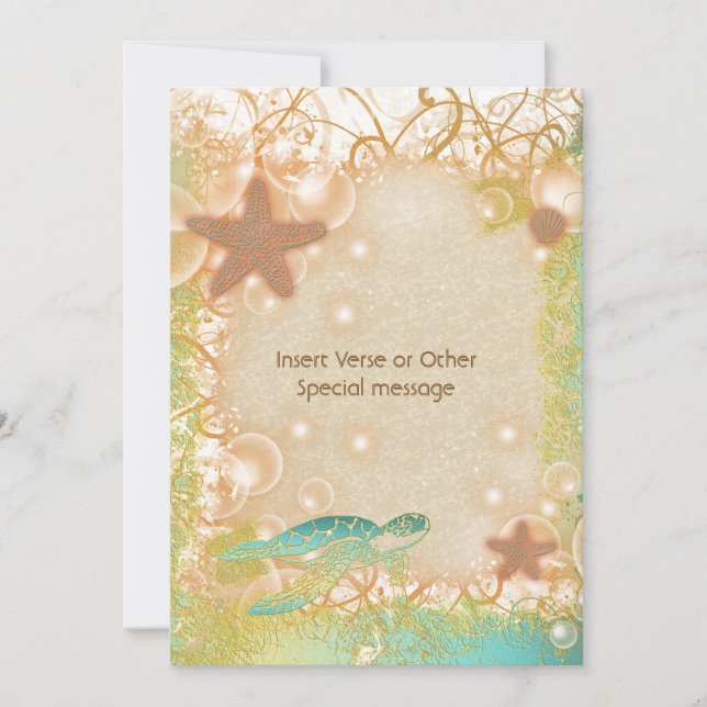 Invitation mariage d'étoile de mer bleue Brown (Devant)