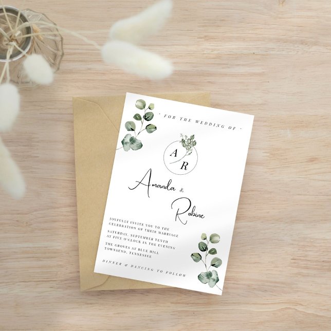 Invitation Mariage d'eucalyptus botanique moderne (Créateur téléchargé)