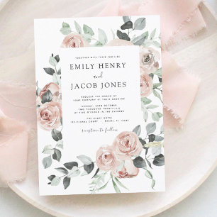 Invitation Mariage d'Eucalyptus rose poussiéreux