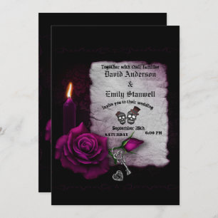 Invitation Mariage d'Halloween à la bougie gothique violette