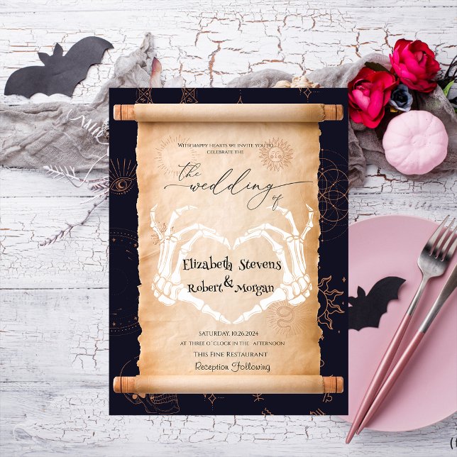 Invitation Mariage d'Halloween aux Mains de Squelette (Créateur téléchargé)
