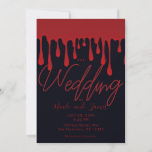 Invitation Mariage d'Halloween avec Gouttes de Sang Rouge qui