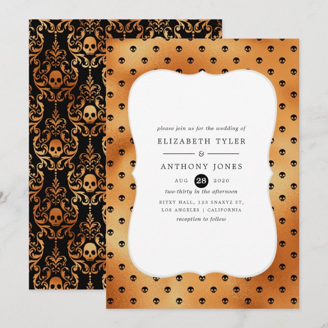 Invitation Mariage d'Halloween Faux Foil (Devant / Derrière)