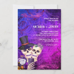 Invitation Mariage d'Halloween gothique crâne