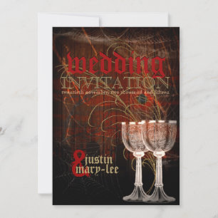 Invitation Mariage d'Halloween gothique rouge rustique