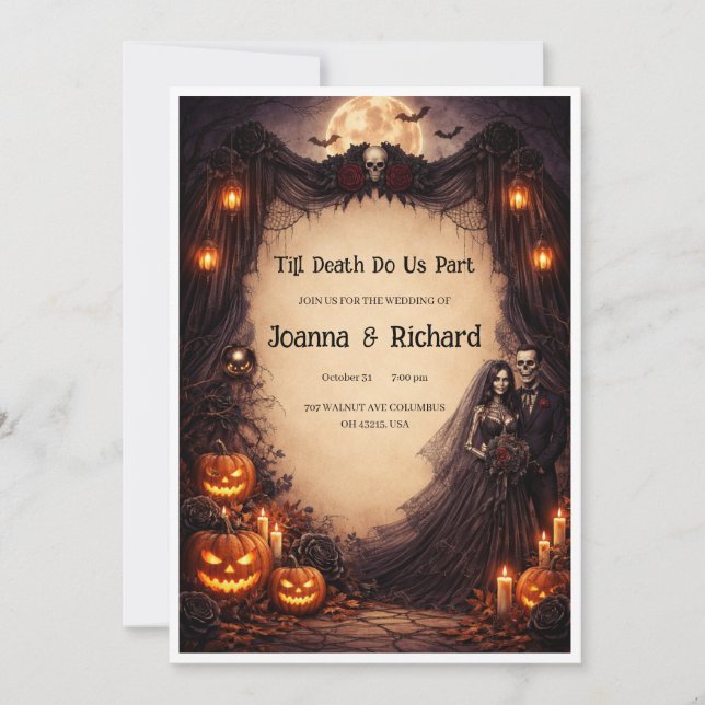 Invitation Mariage d'Halloween inventation. (Devant)