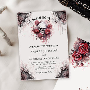 Invitation Mariage d'Halloween Rose gothique
