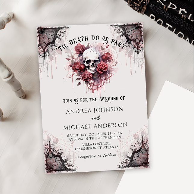 Invitation Mariage d'Halloween Rose gothique (Créateur téléchargé)