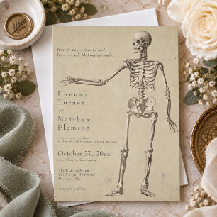Invitation Mariage d'Halloween squelette gothique vintage
