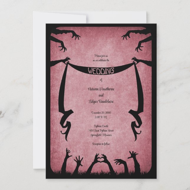 Invitation Mariage d'Halloween Zombie Horreur (Devant)
