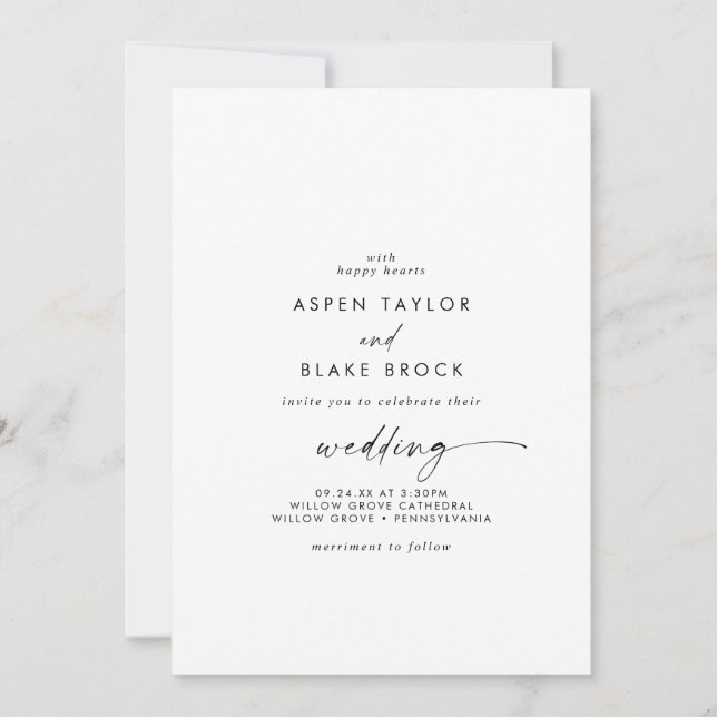 Invitation Mariage d'hébergement moderne en couple Décontract (Devant)