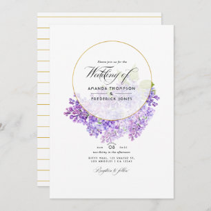 Invitation Mariage d'Herbarium géométrique Pastel Violet et O