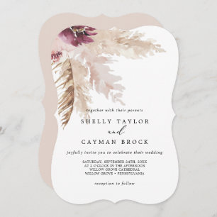 Invitation Mariage d'herbe Boho Pampas