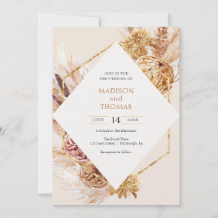 Invitation Mariage d'herbe de Pampas de Bohême