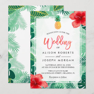 Invitation Mariage d'hibiscus hawaïen d'ananas tropicaux
