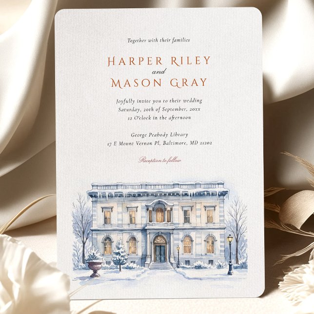 Invitation Mariage d'hiver à la bibliothèque George Peabody (Créateur téléchargé)