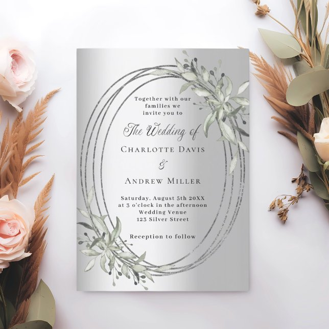 Invitation Mariage d'hiver à la verdure argentée (Créateur téléchargé)