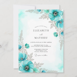 Invitation Mariage d'hiver Aqua Lustrous