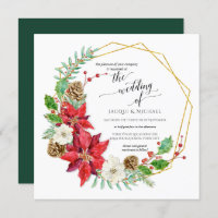 Mariage d'hiver Aquarelle Floral Wreath | Carré