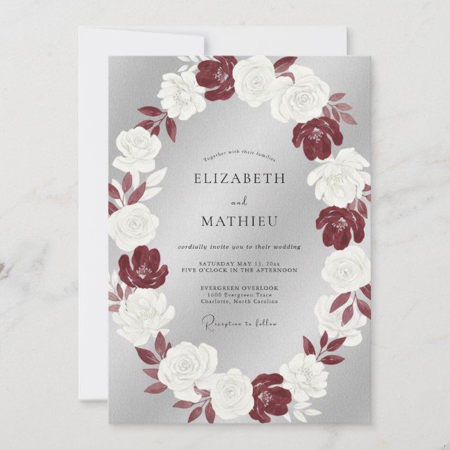 Invitation Mariage d'hiver argenté et sombre (Devant)