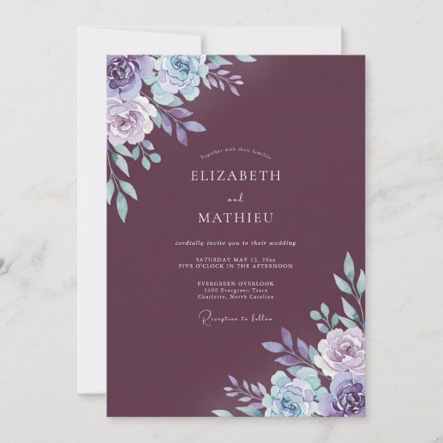 Invitation Mariage d'hiver atmosphérique à la mûre (Devant)