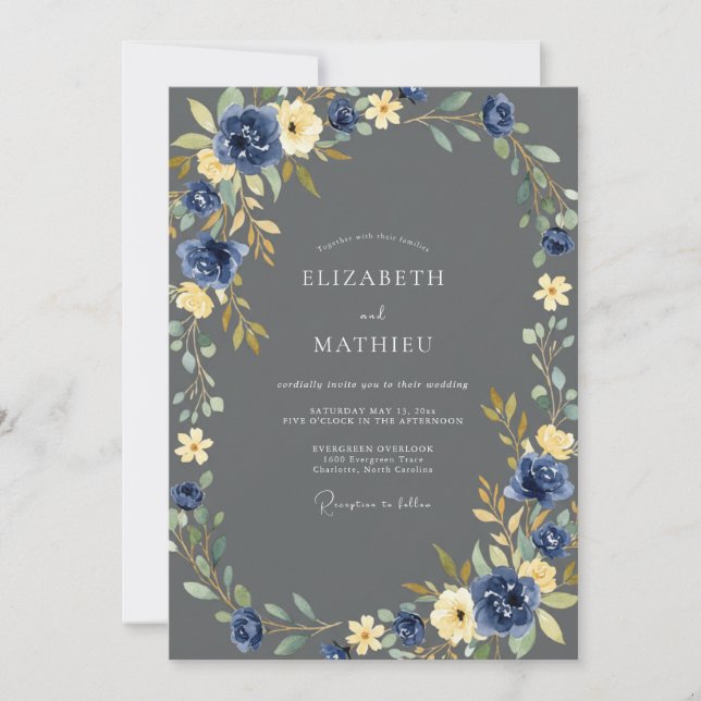 Invitation Mariage d'Hiver au Charbon Raffiné (Devant)