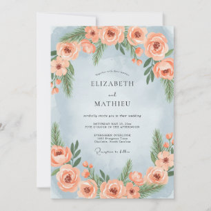 Invitation Mariage d'hiver au pin bleu poussiéreux
