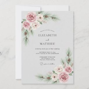 Invitation Mariage d'hiver au pin mauve
