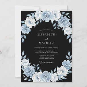 Invitation Mariage d'hiver bleu acier maussade