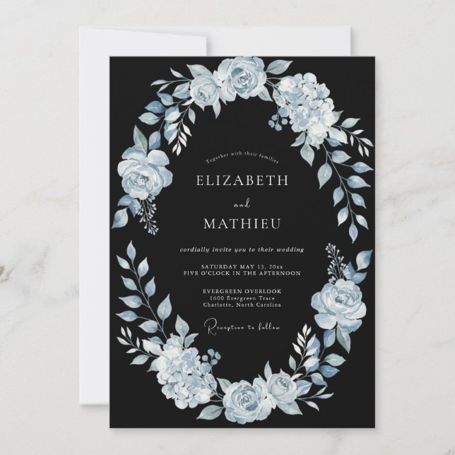 Invitation Mariage d'hiver bleu clair saisissant (Devant)
