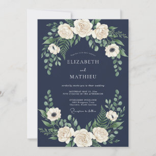 Invitation Mariage d'hiver bleu de minuit