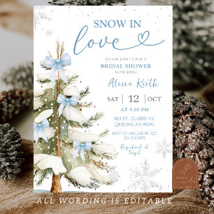 Invitation Mariage d'hiver bleu sous la neige Shower de maria