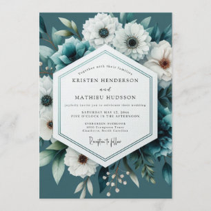 Invitation Mariage d'hiver bleu-vert sombre