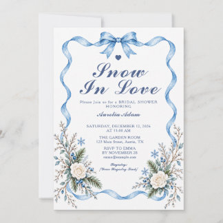 Invitation Mariage d'hiver Bohème Ruban Bleu Snow in Love Ent