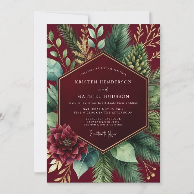 Invitation Mariage d'hiver botanique en Bourgogne (Devant)