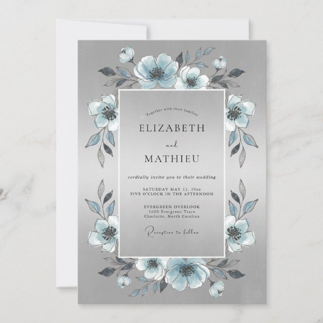 Invitation Mariage d'Hiver Brillance Argentée (Devant)