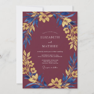 Invitation Mariage d'hiver burgonde enchanteur