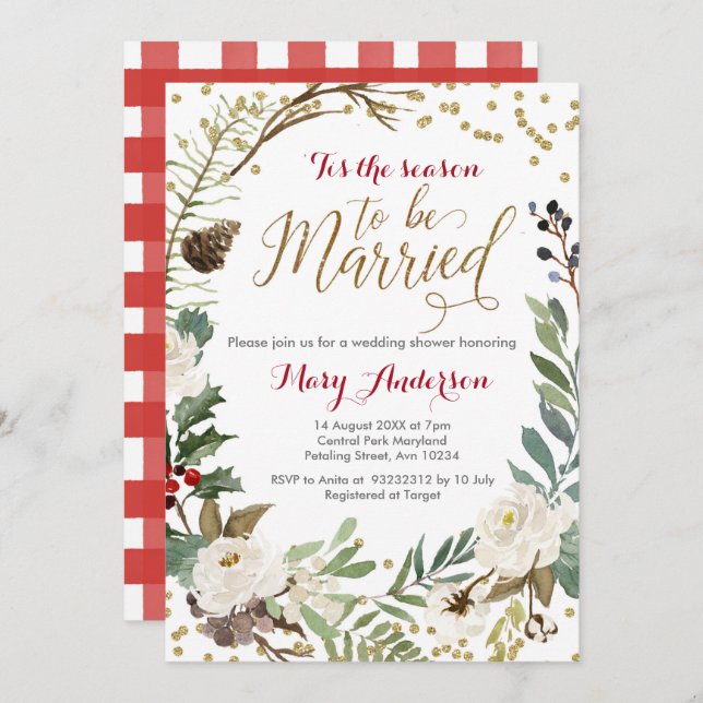 Invitation Mariage d'hiver, C'est la saison pour être marié (Devant / Derrière)