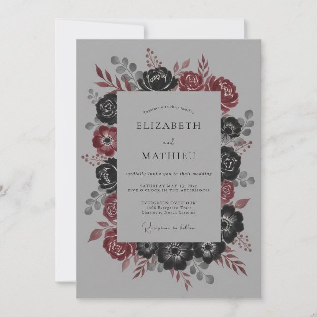 Invitation Mariage d'hiver Charbon Maussade (Devant)