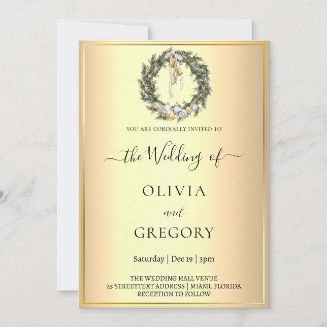 Invitation Mariage d'hiver chic (Devant)