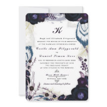 Mariage d'hiver chic monogramme violet