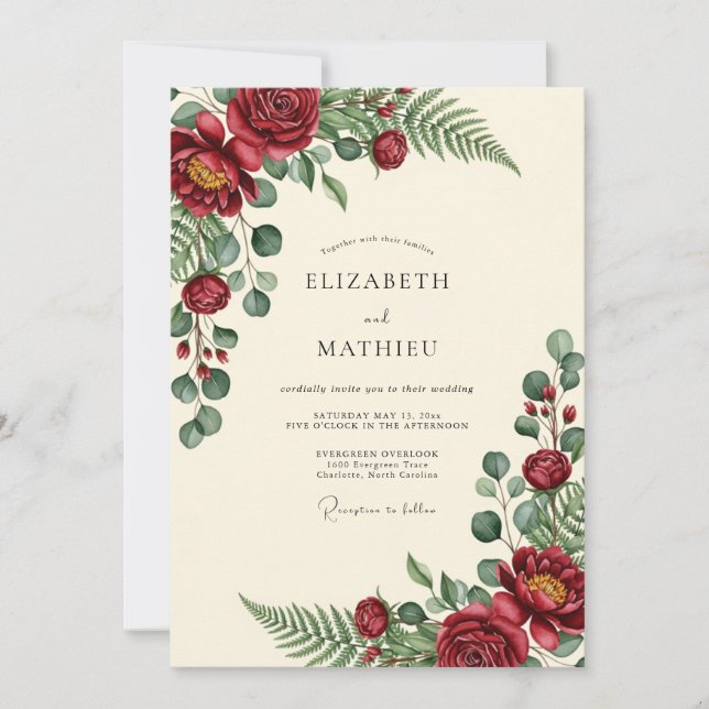 Invitation Mariage d'hiver classique en Bourgogne (Devant)