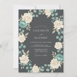 Invitation Mariage d'hiver classique gris ardoise