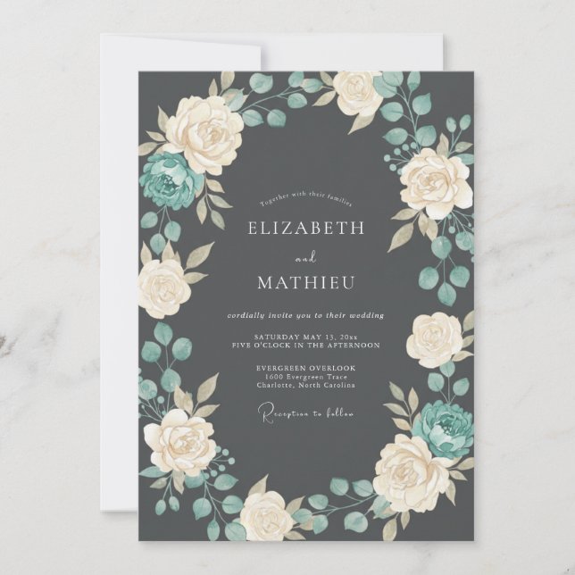 Invitation Mariage d'hiver classique gris ardoise (Devant)
