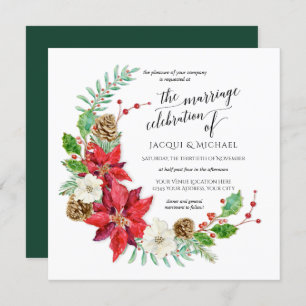 Invitation Mariage d'hiver Croissant Floral Wreath