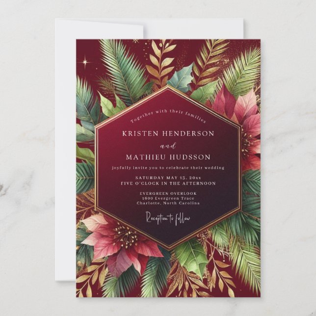 Invitation Mariage d'hiver dans les bois de Bourgogne (Devant)