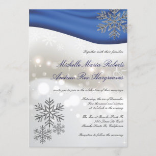 Invitation Mariage d'hiver de flocon de neige de parties