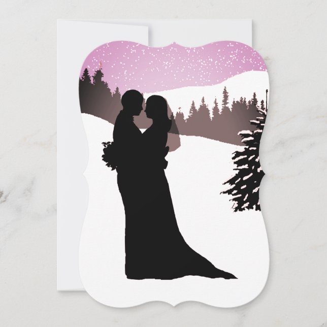 Invitation Mariage d'hiver de montagne enneigé (Devant)